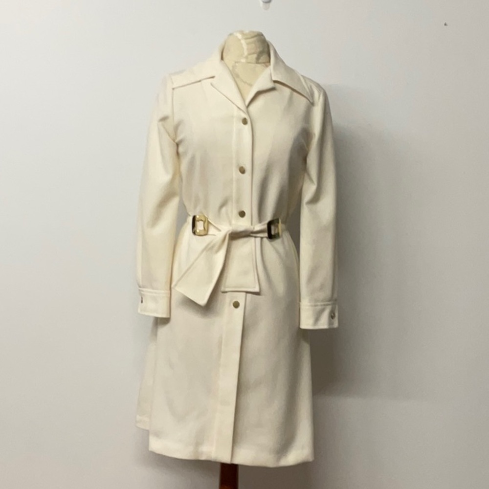 Vintage David Crystal Cream Long Sleeve Dress Size Small